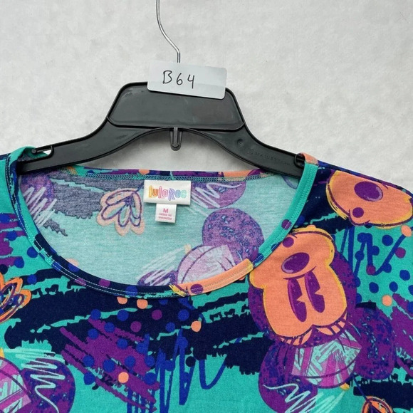 LulaRoe Disney Shirt Womens Sz M Green Purple Irma Minnie Mouse Round Neck Tunic - Picture 9 of 9